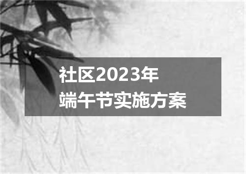 社区2023年端午节实施方案