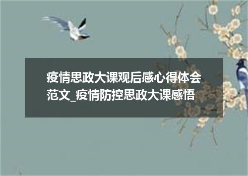 疫情思政大课观后感心得体会范文_疫情防控思政大课感悟