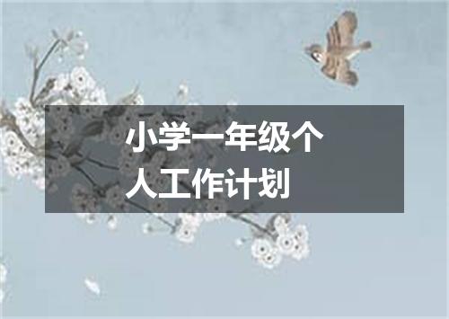 小学一年级个人工作计划
