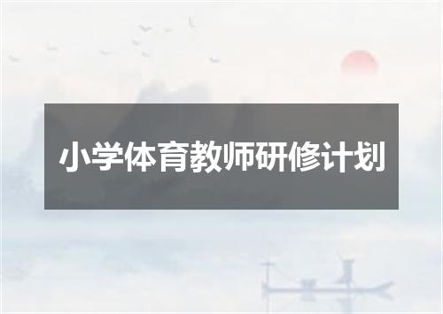 小学体育教师研修计划