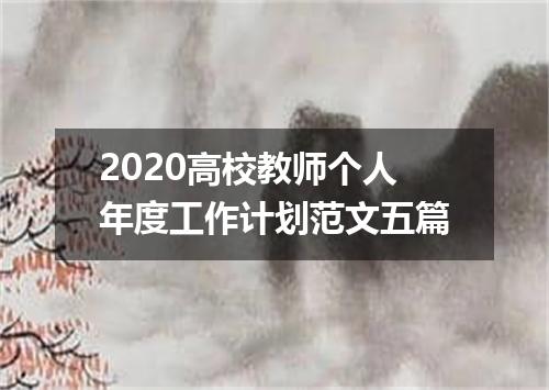 2020高校教师个人年度工作计划范文五篇
