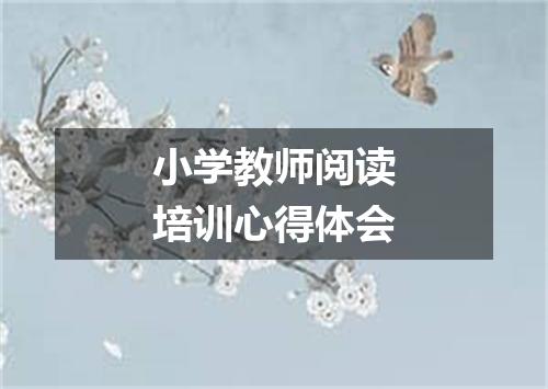 小学教师阅读培训心得体会