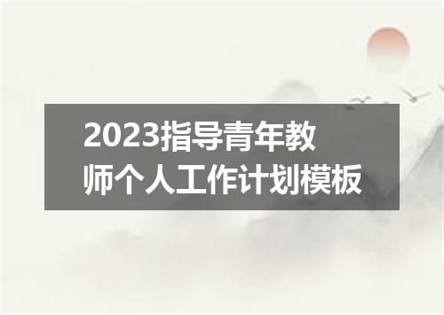 2023指导青年教师个人工作计划模板