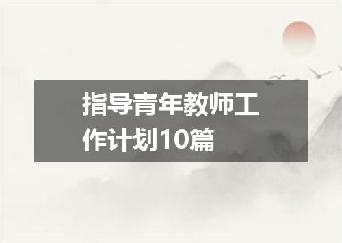 指导青年教师工作计划10篇