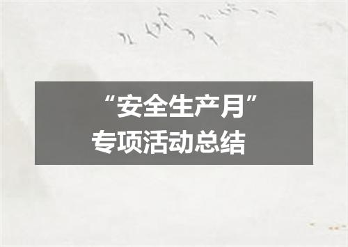 “安全生产月”专项活动总结