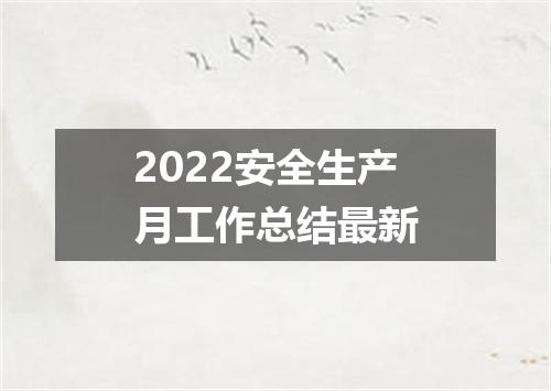2022安全生产月工作总结最新