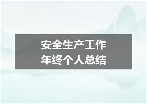 安全生产工作年终个人总结