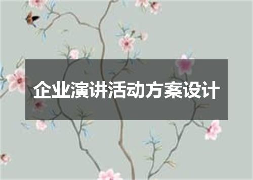 企业演讲活动方案设计