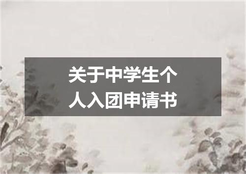 关于中学生个人入团申请书