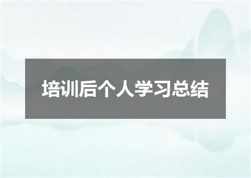培训后个人学习总结
