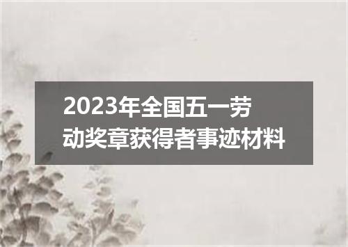 2023年全国五一劳动奖章获得者事迹材料
