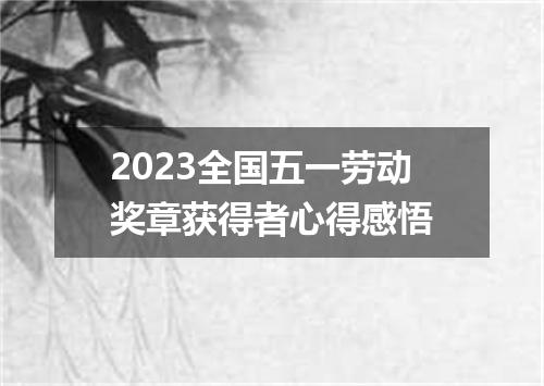 2023全国五一劳动奖章获得者心得感悟
