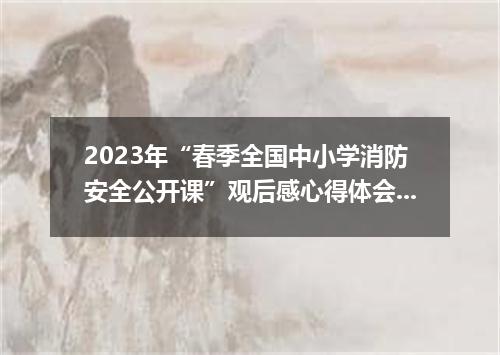 2023年“春季全国中小学消防安全公开课”观后感心得体会10篇