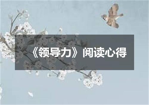 《领导力》阅读心得