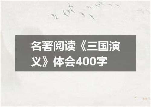 名著阅读《三国演义》体会400字