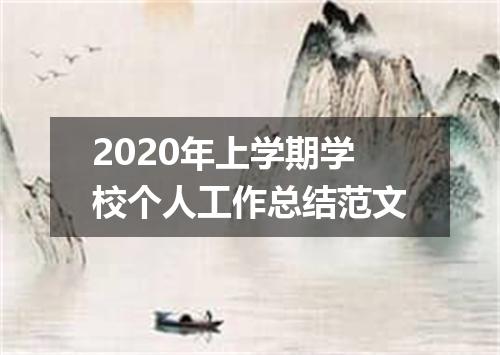 2020年上学期学校个人工作总结范文