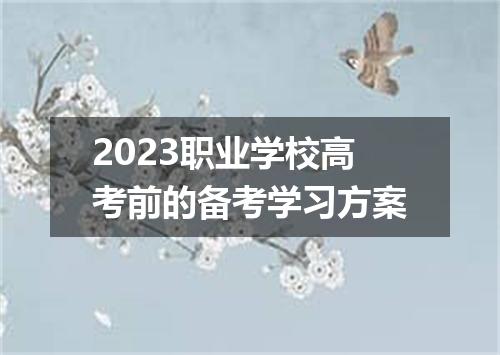 2023职业学校高考前的备考学习方案