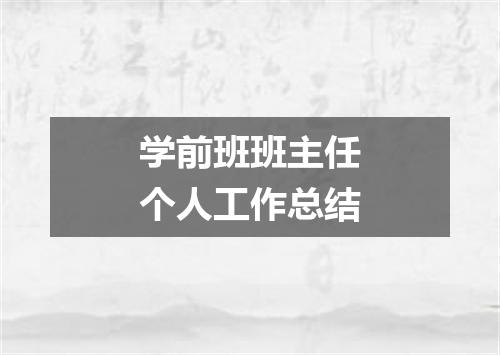 学前班班主任个人工作总结