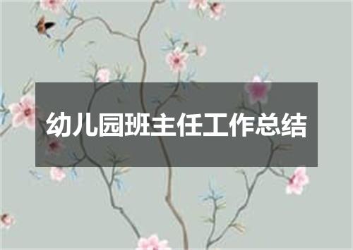 幼儿园班主任工作总结