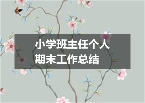 小学班主任个人期末工作总结