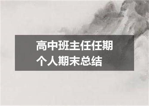 高中班主任任期个人期末总结
