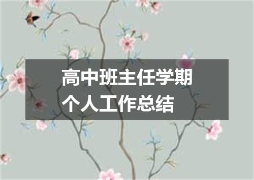高中班主任学期个人工作总结