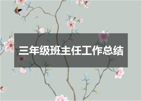 三年级班主任工作总结