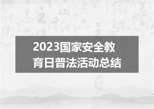 2023国家安全教育日普法活动总结