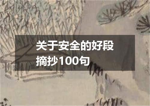 关于安全的好段摘抄100句