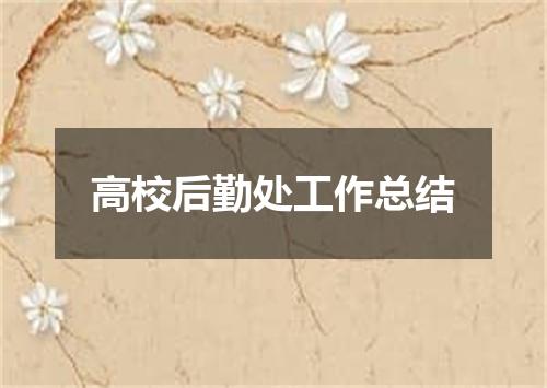 高校后勤处工作总结