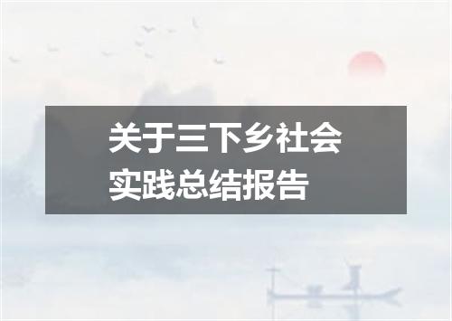 关于三下乡社会实践总结报告