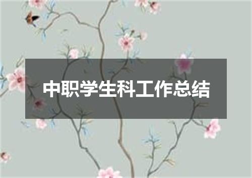 中职学生科工作总结