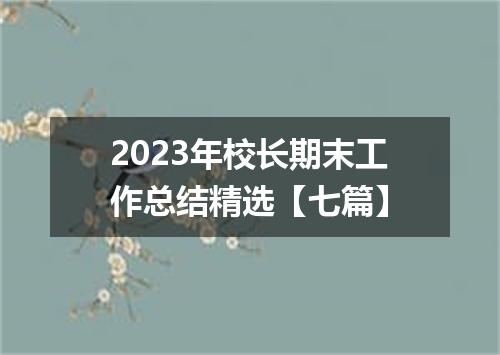 2023年校长期末工作总结精选【七篇】