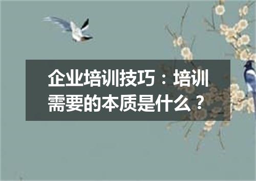 企业培训技巧：培训需要的本质是什么？