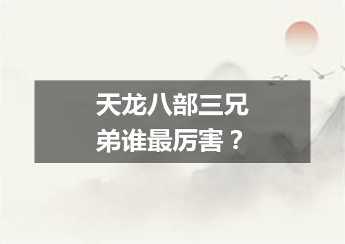 天龙八部三兄弟谁最厉害？
