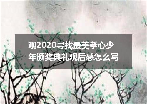 观2020寻找最美孝心少年颁奖典礼观后感怎么写