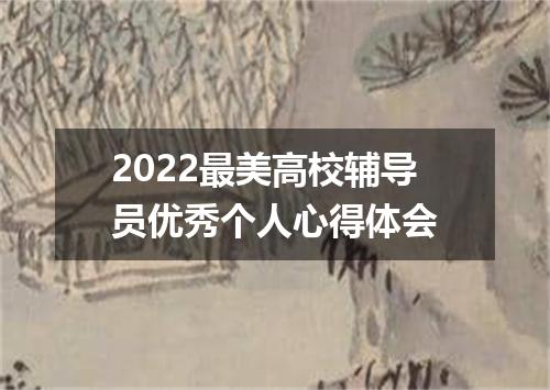 2022最美高校辅导员优秀个人心得体会