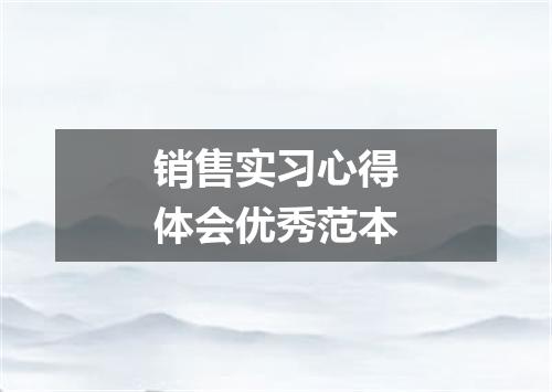 销售实习心得体会优秀范本