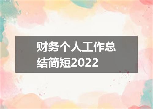 财务个人工作总结简短2022