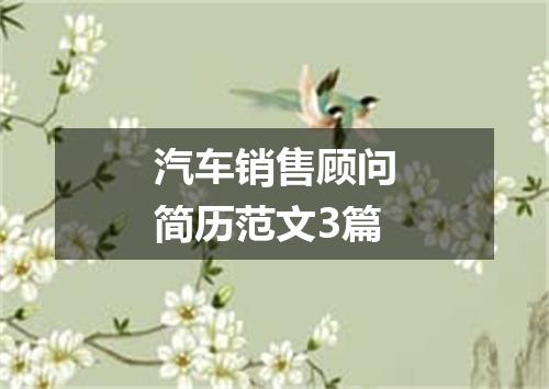 汽车销售顾问简历范文3篇