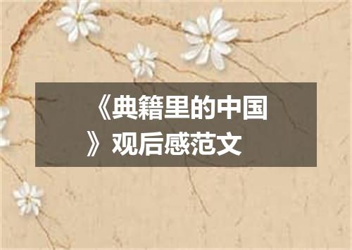 《典籍里的中国》观后感范文