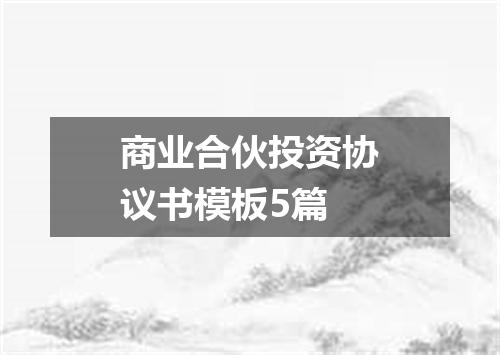 商业合伙投资协议书模板5篇