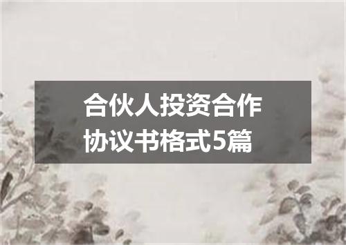 合伙人投资合作协议书格式5篇