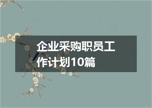企业采购职员工作计划10篇