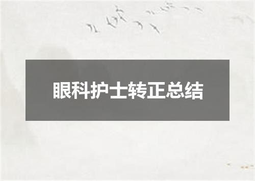 眼科护士转正总结