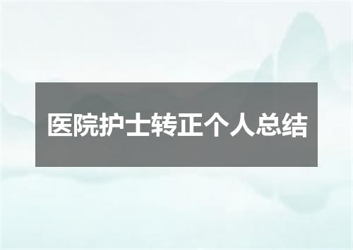 医院护士转正个人总结