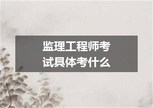 监理工程师考试具体考什么