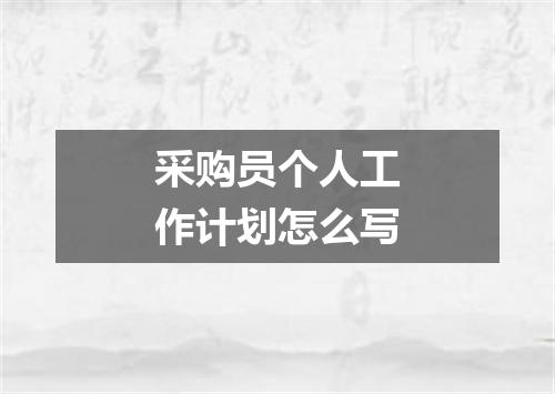 采购员个人工作计划怎么写