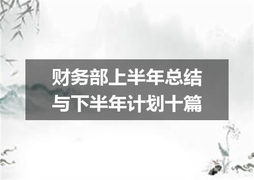 财务部上半年总结与下半年计划十篇