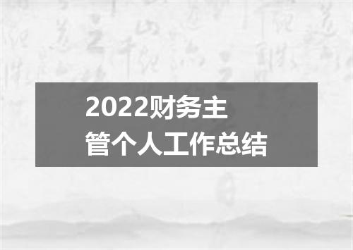 2022财务主管个人工作总结